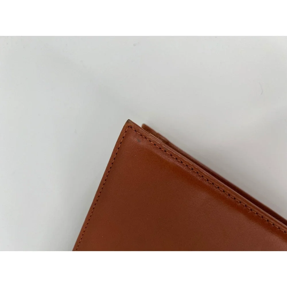 Vintage INDE Cognac Brown Leather Trapezoid Shoulder Bag Minimalist Tote 90s Y2K